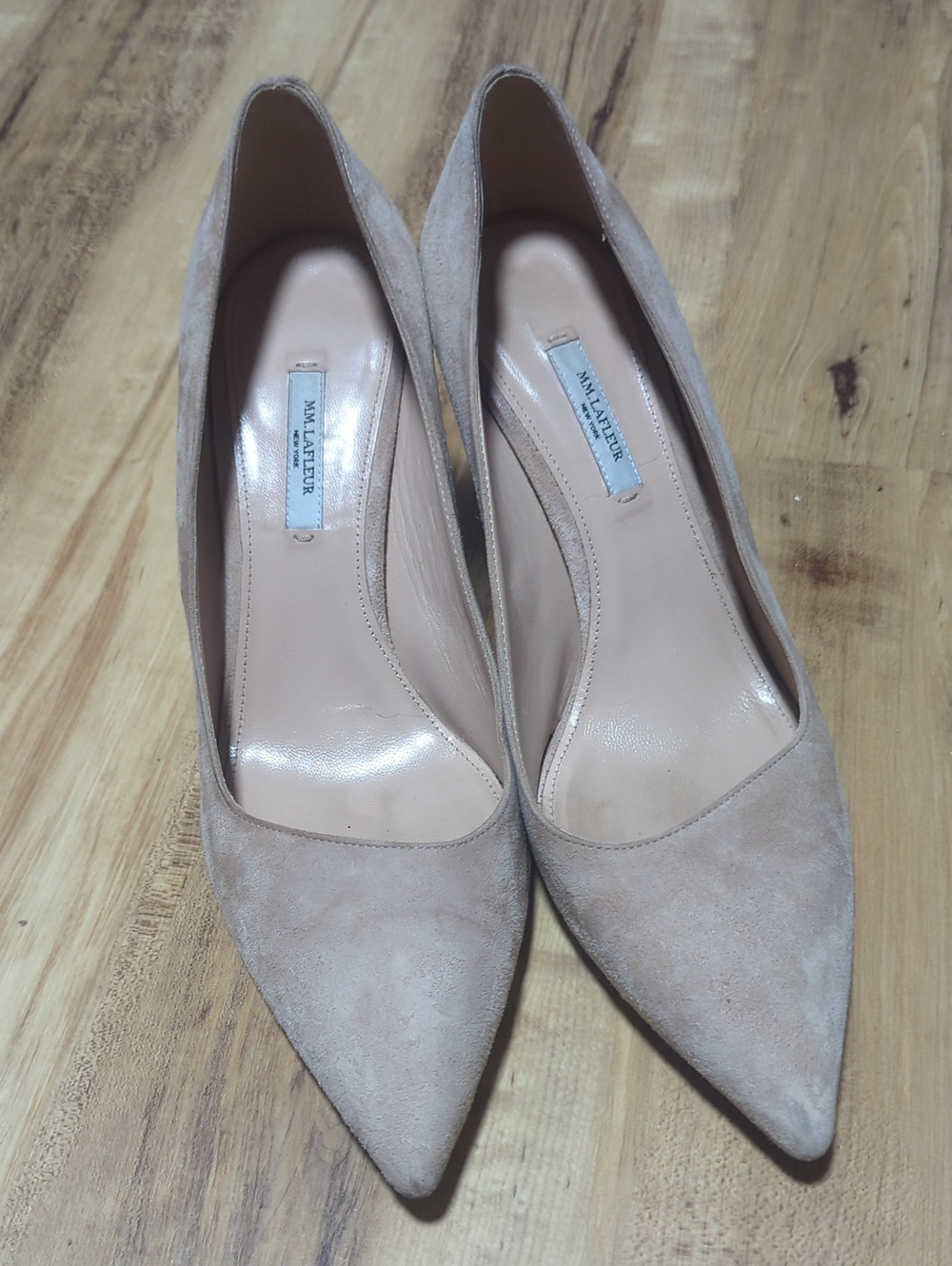 MM Lafleur Tan Blush Suede Pointed-Toe Pumps